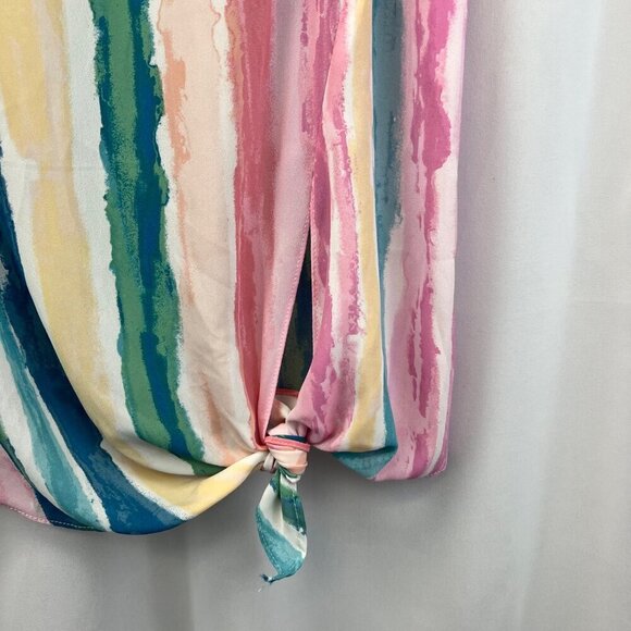 Violet & Claire Sleeveless Semi Sheer Knot Front Blouse Striped Size Small - Picture 4 of 9